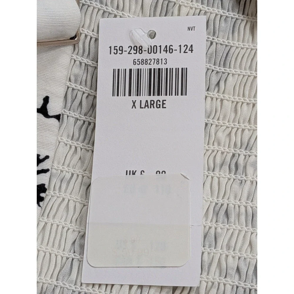 Abercrombie & Fitch Emerson Tiered Maxi Dress Black White Floral XL - NWT